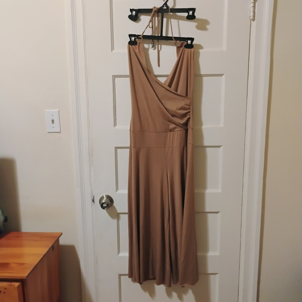 Sleeveless V-Neck Tan Women’s Romper